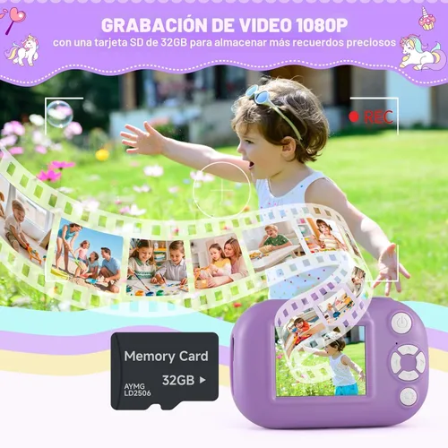 Miniatura 5 de Cámara para Niños Juguetes para Niñas de 3 4 5 6 7 8 Años, Cámara Selfie de Doble Lente HD de 48MP para Niños, Cámara Digital para Niños de Video HD