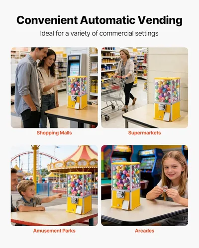 Miniatura 7 de VEVOR Máquina de chicle, dispensador de máquina expendedora de dulces de 21 pulgadas, máquinas expendedoras de 25 centavos para centros comerciales