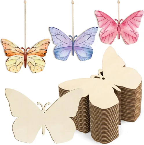 Miniatura 11 de Adornos de madera para árbol de Navidad para pintar, decoración de Navidad y Acción de Gracias, recortes sin terminar, 24 piezas de 3.5 x 3