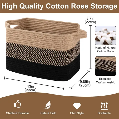 Miniatura 2 de OIASKET Cesta de almacenamiento para organizar, cestas tejidas para almacenamiento, cestas decorativas rectangulares para shleves, armario