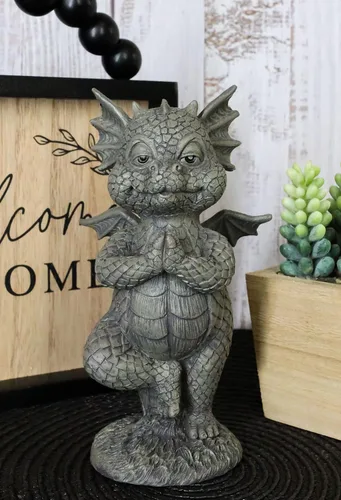Miniatura 23 de Ebros Gift Mini estatua de dragón Zen Meditación Yoga Namaste en piedra sintética acabado de resina de 5 pulgadas de alto, figura decorativa