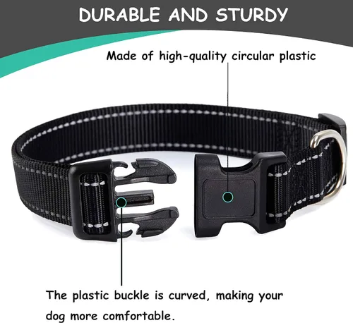 Miniatura 4 de Collares reflectantes de nailon para perros, con hebilla de liberación rápida, collares de nailon de seguridad ajustables para perros pequeños