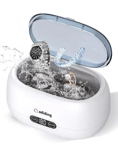 Adiding - Máquina limpiadora de joyas ultrasónica, limpiador profesional de anteojos y anillos de 650 ml con temporizador digital de 5 modos de