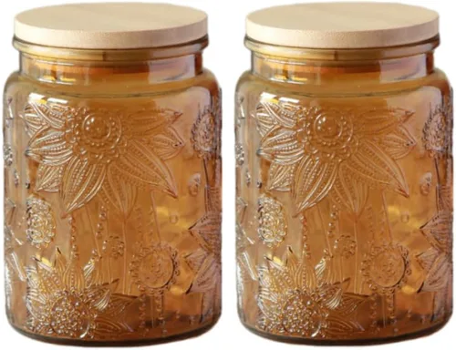 Miniatura 23 de ANSQU Tarro de vidrio azul, recipiente de vidrio vintage de 23.7 FL OZ con tapa hermética, tarro para caramelos/recipiente para azúcar para despensa