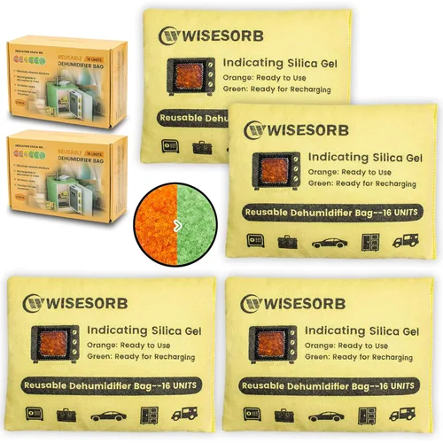 Miniatura 14 de Wisesorb Paquete de 2 bolsas deshumidificadoras de gel de sílice reutilizables de 17.64 oz, absorbentes de humedad que indican