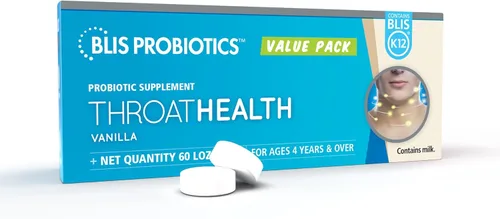 BLIS ThroatHealth Probióticos orales K12 - Apoyo inmunológico y de garganta, vainilla - 60 pastillas, 2.5 mil millones de UFC