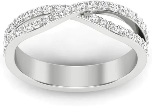 Miniatura 2 de Anillo de plata de ley 925 de corte redondo de 0,37 quilates de media eternidad de corte redondo DVVS1 para mujer