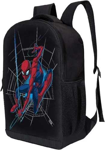Miniatura 2 de Marvel Mochila clásica de Spiderman de los cómics, bolsa acolchada de malla de aire de 18 pulgadas, Spiderman Web, Mochila Spiderman negro