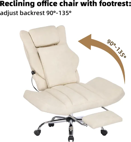 Miniatura 6 de DYHOME Silla Ejecutiva de Oficina con Masaje y Reposapiés, Silla Ergonómica Giratoria de Escritorio de Alta Resistencia con Soporte Lumbar, Ruedas