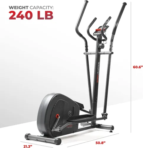 Miniatura 6 de Sunny Health & Fitness Máquina de ejercicios elíptica, entrenamiento magnético silencioso para todo el cuerpo con agarres de frecuencia de pulso