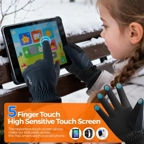 Miniatura 2 de rivmount Guantes de esquí Thinsulate para niños y niñas, impermeables, cálidos, para niños y niñas, jóvenes, esquí al aire libre, ciclismo, nieve