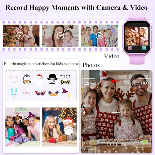 Miniatura 3 de KALINCO Reloj inteligente para niños, más de 30 juegos, cámara, podómetro, reproductor de música, alarma, audiohistoria, antorcha, contador