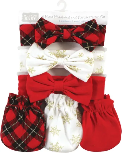 Miniatura 89 de Hudson Baby Conjunto de diadema de algodón y manoplas para rascar para bebé
