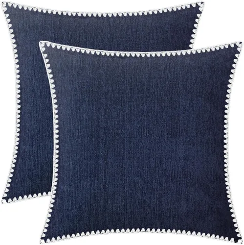 Miniatura 21 de BRAWARM Fundas de almohada 40x40 cm - Paquete de 2 fundas de almohada de chenilla negra, fundas de almohada de chenilla suave teñida sólida