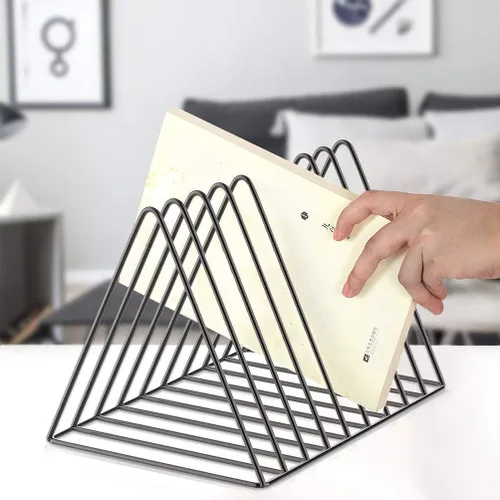 Miniatura 4 de Soporte para carpetas de archivos, organizador de archivos de escritorio, soporte para discos de vinilo, estante para libros, revistas, clasificador