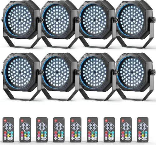 Miniatura 11 de Luz estroboscópica recargable, 60 LED RGB, mini luz intermitente, 30 W con batería estroboscópica con control remoto y modo de control activado por