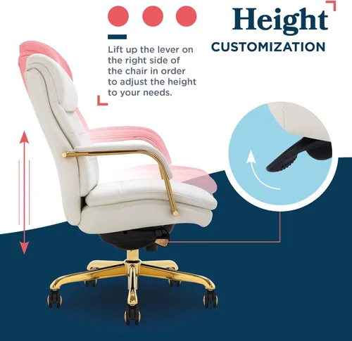 Miniatura 7 de La-Z-Boy Sonata - Silla ejecutiva giratoria ergonómica de cuero regenerado, color blanco y dorado (CCHR10014A)