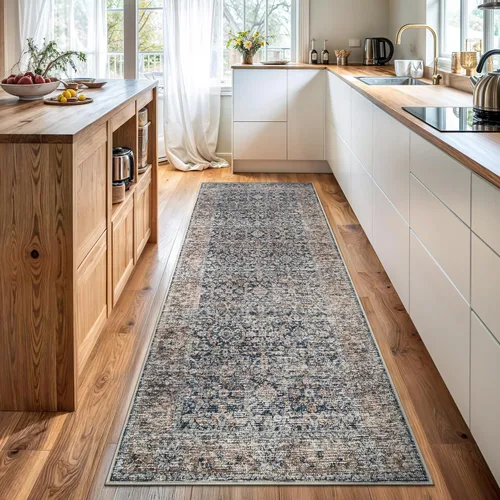 Miniatura 41 de Bloom Rugs Alfombra lavable antideslizante de 2 x 3 pies, color azul/verde/mandarina, alfombra tradicional oriental para sala de estar, dormitorio
