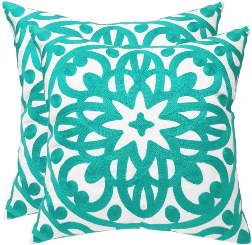 Miniatura 41 de Alysheer - Funda de almohada lumbar decorativa bordada 12" x 20", patrón de bordado clásico Boho Mandala, funda de cojín rectangular de algodón