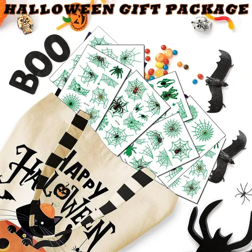 Miniatura 5 de Grow in Dack - Tatuajes temporales de telaraña de Halloween para adultos, calcomanías de tatuaje falsas de araña realistas, regalos de Halloween