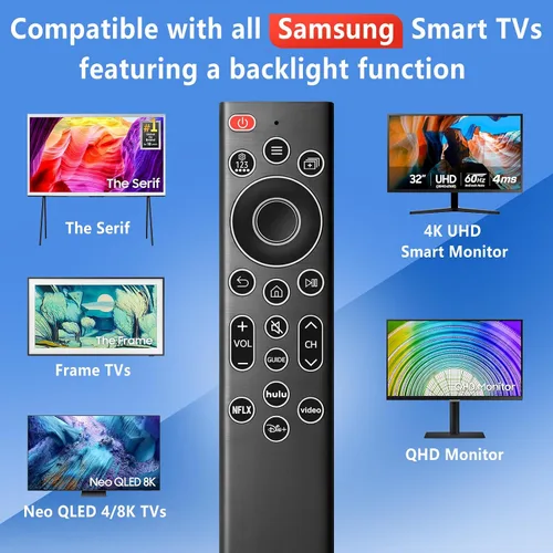 Miniatura 4 de Remoto de repuesto retroiluminado para Samsung Smart TV, compatible con Smart Frame y televisores curvados QLED
