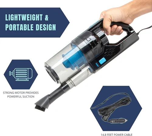 Miniatura 3 de Neiko Aspiradora portátil para automóvil en seco y húmedo, alta potencia, pequeña aspiradora para detalles de vehículos, potencia de 12 V CC, mejor