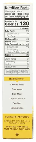 Miniatura 8 de Simple Mills Mezcla de harina de almendra para hornear, Mezcla de pan artesanal - Sin gluten, a base de plantas, apta para dieta paleo, 10.4 onzas