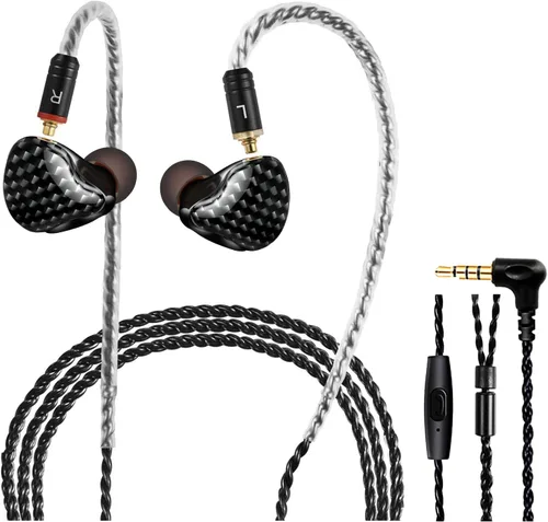 Miniatura 20 de Auriculares de Monitor In-Ear, Auriculares Estéreo HiFi IEM, Auriculares Dinámicos de Doble Driver Cableados con Cable Desmontable, Auriculares