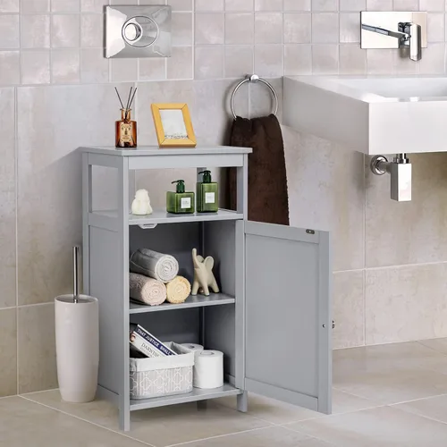 Miniatura 11 de COSTWAY Armario de almacenamiento de baño, organizador de almacenamiento independiente con cajones profundos y estante ajustable, gabinete de piso