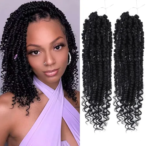 Miniatura 25 de Cabello de ganchillo Passion Twist, cabello Passion Twist pretrenzado, cabello Passion Twist de 10 pulgadas, trenzas de ganchillo cortas Passion