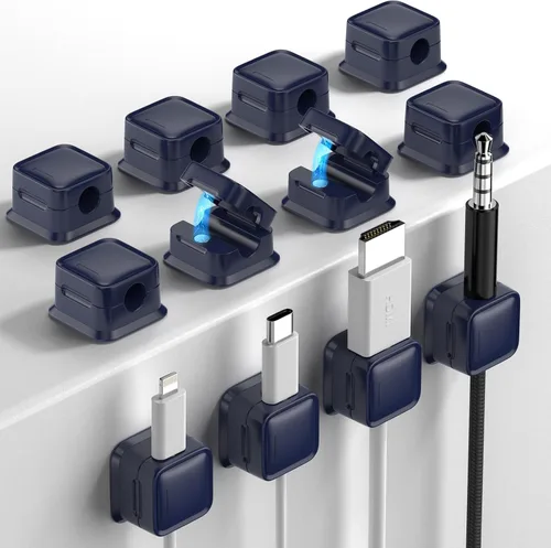 Miniatura 15 de Paquete de 8 Organizadores de Cables con Soporte, Costop Fuerte Adhesivo Magnético para Gestión de Cables de Escritorio, Fácil de Abrir, Organiza