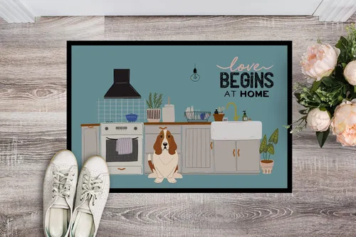 Miniatura 2 de Caroline's Treasures CK7725MAT Basset Hound - Tapete para puerta delantera, 18 x 27 pulgadas, tapete para interior y exterior, antideslizante