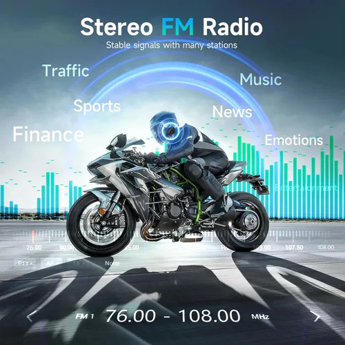 Miniatura 9 de Moman - Auriculares para casco de motocicleta, altavoz y micrófono de casco de motocicleta RS-S con estéreo de alta fidelidad, radio FM, voz AI