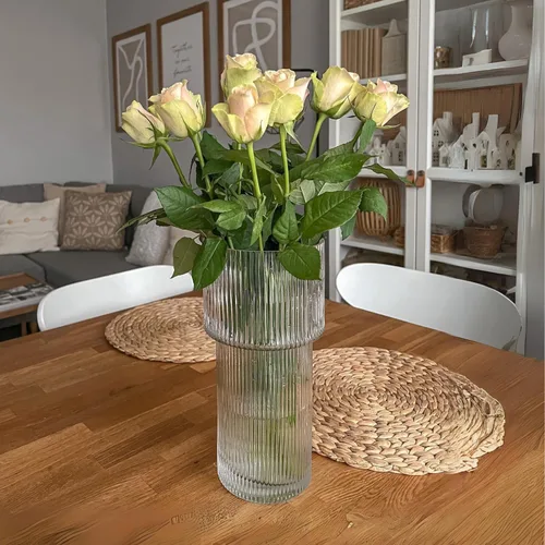 Miniatura 6 de Jarrón grande de cristal, florero de 12 pulgadas de alto para flores, jarrones de flores para ramo, modernos jarrones de vidrio acanalado para sala