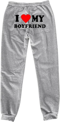 Miniatura 2 de I Love My Boyfriend - Pantalones deportivos a la moda, elásticos, de cintura alta, pantalones deportivos casuales de forro polar sueltos, pantalones