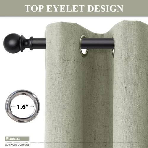 Miniatura 75 de Cream Linen Blackout Curtains 96 Length 2 Panels Set for Living Room Bedroom, 100% Black Out Thermal Insulated Linen Drapes, Room Darkening Grommet