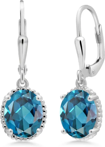 Miniatura 73 de Gem Stone King Aretes colgantes de gota para mujer, plata de ley 925, piedra natal ovalada de 0.354 x 0.276 in, joyería fina, regalos para ella