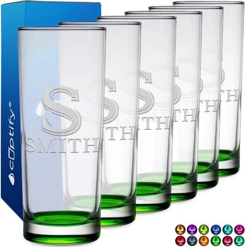 Miniatura 48 de Highball personalizado de 10.5 onzas con fondo negro, vaso Collins alto personalizado, cóctel de bebida mixta recta, inicial con nombre de regalo