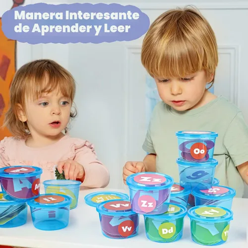 Miniatura 7 de Joyreal Juguetes de aprendizaje del alfabeto para niños pequeños – 26 clasificadores de sopa del alfabeto con 245 tarjetas flash para conciencia