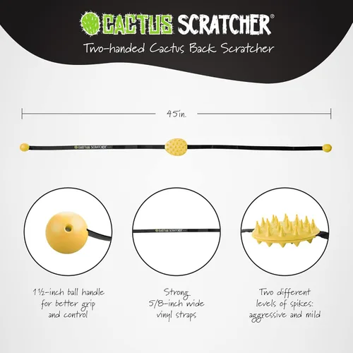 Miniatura 3 de Cactus Scratcher Mini rascador de espalda de 2 manos, herramienta de rascador de espalda de 2 lados para zonas de difícil acceso, correa duradera