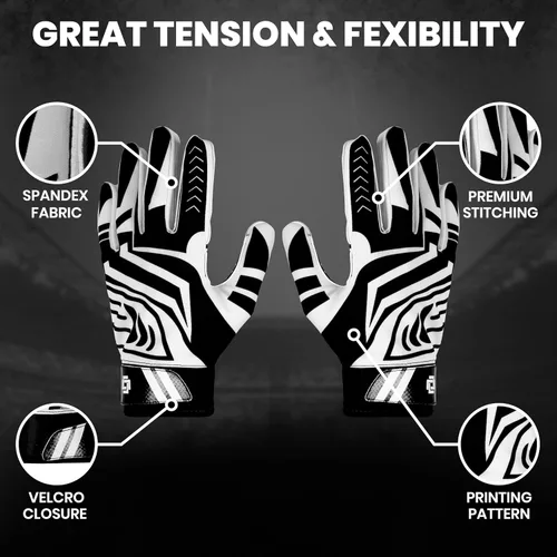 Miniatura 2 de Guantes de receptor de fútbol profesional LYRX con palma de silicona óptima, agarre antideslizante, control ultra adhesivo, deportivo, ligero