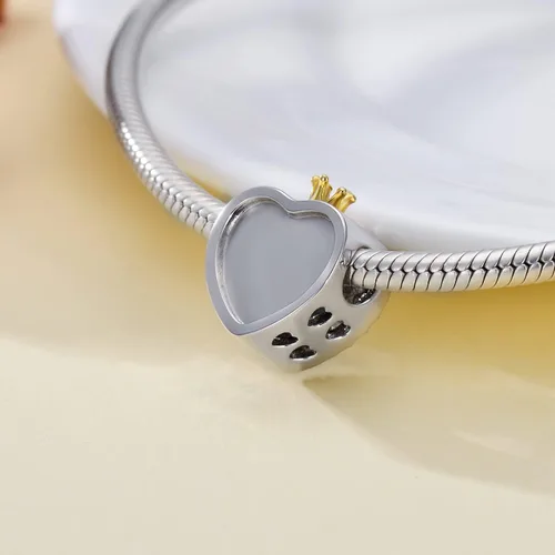Miniatura 7 de LONAGO Abalorio personalizado con foto para mujer, plata de ley 925, con forma de corazón, piedra natal simulada