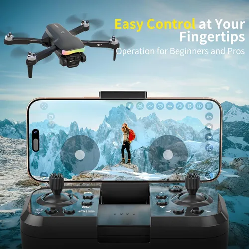 Miniatura 3 de Mini dron con cámara 1080P para adultos y principiantes, dron cuadricóptero FPV con luz LED RGB para principiantes, despegue/aterrizaje con una Negro