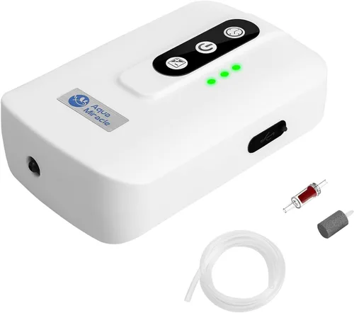 Miniatura 10 de AquaMiracle Bomba de aire portátil de acuario alimentada por batería de litio para pecera, aireador recargable por USB para pesca al aire libre
