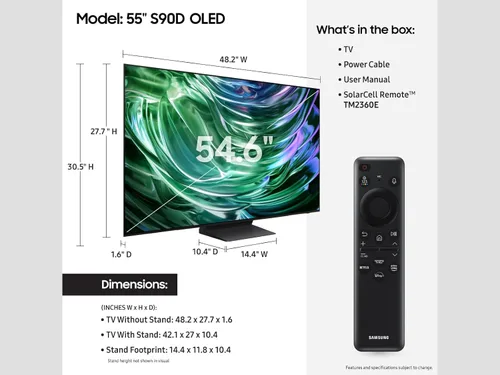 Miniatura 2 de Samsung - Smart TV OLED 4K de la serie S90D de 55 pulgadas, con HDR+, Dolby Atmos, sonido de seguimiento de objetos Lite, Motion Xcelerator, Real