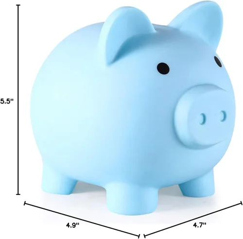 Miniatura 7 de PJDRLLC Alcancía, Banco de Dinero de Plástico Irrompible, Alcancía para Niñas y Niños, Alcancías de Tamaño Mediano, Regalos Prácticos para Azul