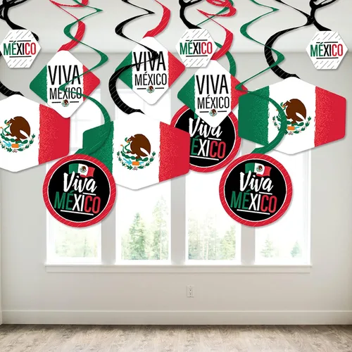 Miniatura 3 de Big Dot of Happiness Viva México - Decoración para colgar en fiestas del Día de la Independencia mexicana - Remolinos de decoración para fiestas