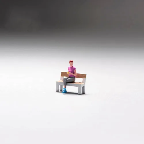 Figura miniatura de arena de fin de semana a escala 1:64, Diorama Tiny People Figura de acción para colección (Bench Girl Lady)