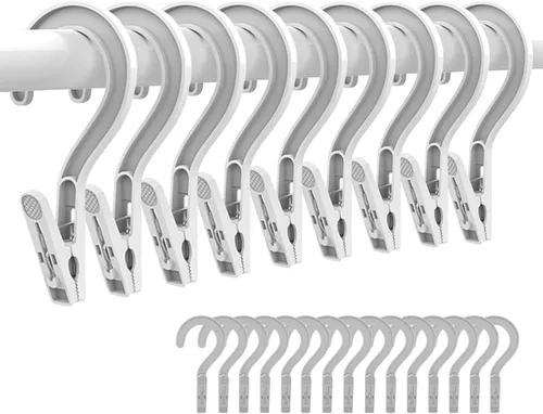 24 ganchos de plástico para la ropa, pasadores de plástico súper fuertes, para baño, viajes, portátil, color blanco Blanco 24 piezas
