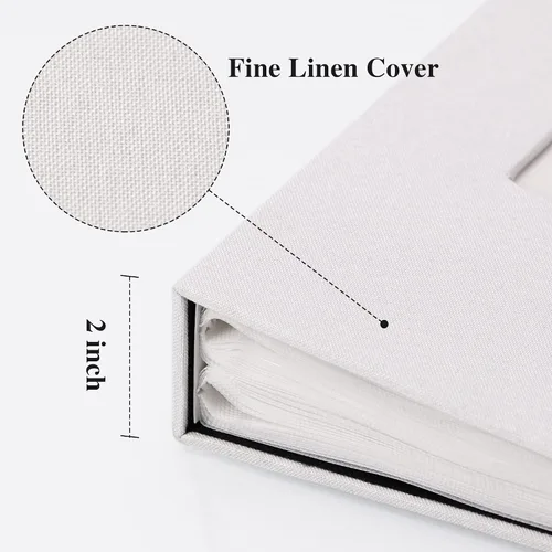 Miniatura 4 de Vienrose - Álbum de fotos de lino con 300 bolsillos de 4 x 6 pulgadas, cubierta de tela, para bodas, familias, aniversarios y bebés Blanco